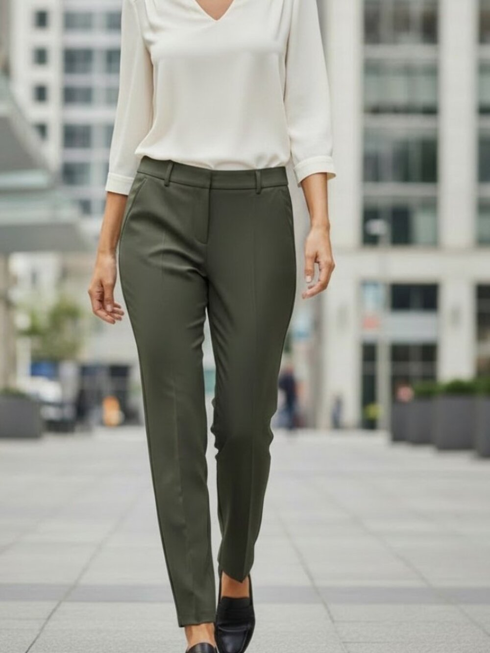 NWT Worthington Slim Leg Slacks, Rich Olive, Size 10